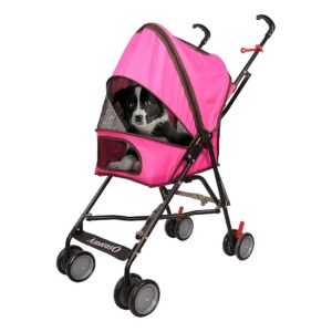 Small Pet Stroller with Metal Frame and Polyester Fabric for Safe and Comfortable Travel