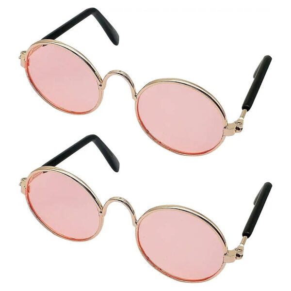 Small Pet Sunglasses for Cats and Dogs in Cute Circular Metal Frames