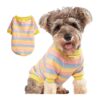 Small Pink Yellow Striped Dog Sweater Polyester Fleece for Small Dogs Holiday Wear