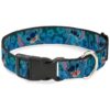 Small Plastic Clip Collar with Green-Blue Fade Hibiscus Pattern and Polyester