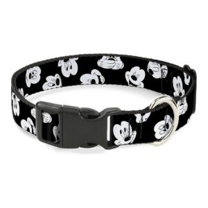 Small Plastic Clip Collar with Mickey Mouse Expressions in Multicolor Pattern Design