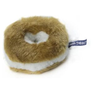 Small Plush Bagel Cream Cheese Squeaker Dog Toy