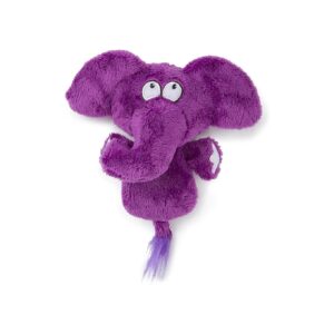 Small Purple Soft Plush Elephant Dog Toy with Silent Squeaker and Chew Guard Technology