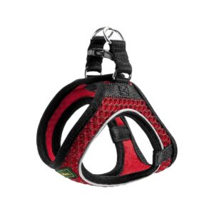 Small Red Dog Harness with Solid 3D Mesh and Reflective Elements for Pups