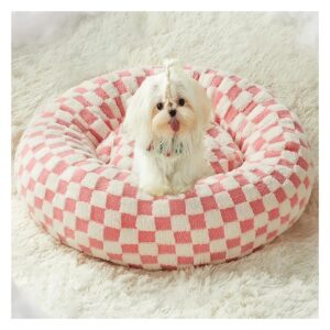 Small Round Dog Bed for Small Breeds Like Terriers and Poodles with Non-Slip Bottom