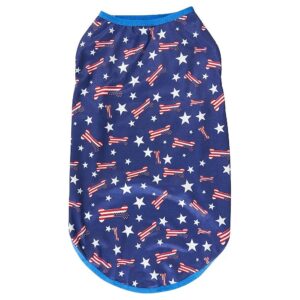 Small Size American Star 4th of July Dog Shirt Breathable Cotton Stripe Pet Clothes