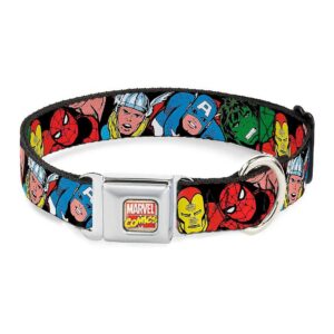 Small Size Black Dog Collar with 5 Wide Polyester Marvel