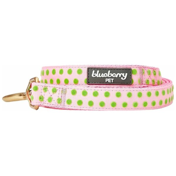 Small Size Polka Dot Flocking Dog Leash with Velvety Polka Dot Pattern in Pink