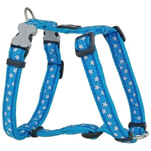 Small Size Turquoise Dog Harness with Nylon Material and Stars Pattern