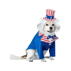 Small Size Uncle Sam Pet Dog Costume with Wig and Hat