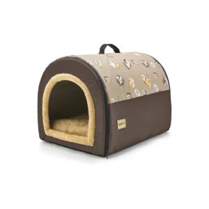 Small Space-Friendly Dog House for Cats and Dogs with Brown Color