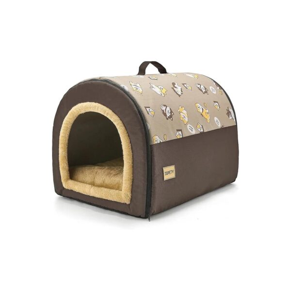 Small Space-Friendly Dog House for Cats and Dogs with Brown Color