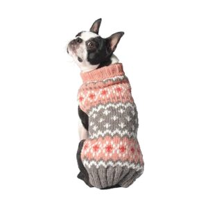 Small Wool Rose Fair isle Sweater for Dogs With 12 Inch Neck Size