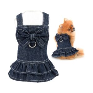 Small and Medium Breed Dog Princess Dress with Adjustable Harness and Bow