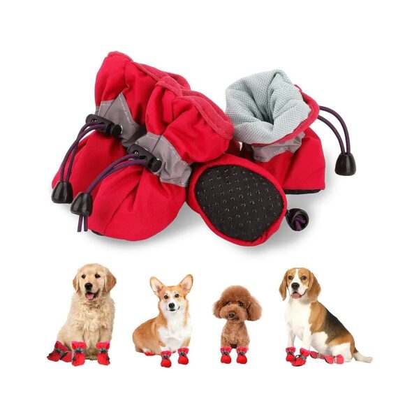 Small and Medium Dog Boots for Hot Pavement Protection Red Size 3