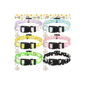 Small to Large Adjustable Dog Collars with Daisy Pendant for Girls and Boys Dogs