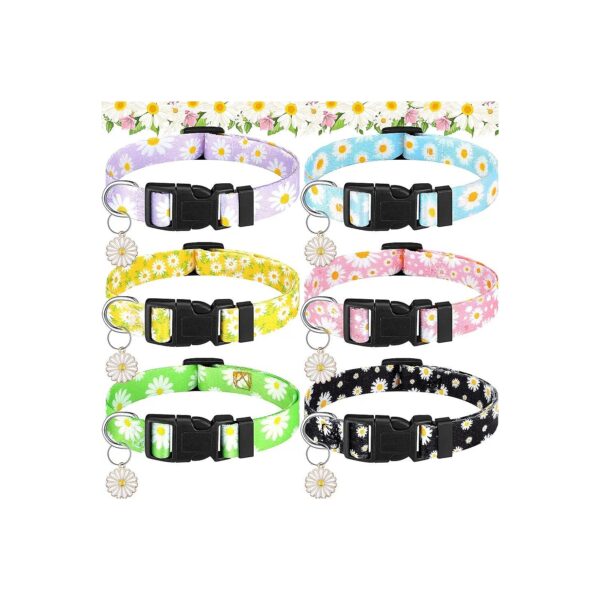 Small to Large Adjustable Dog Collars with Daisy Pendant for Girls and Boys Dogs