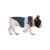 Small to Large Fleece Lined Puffer Dog Winter Coat with Leash Hole and Navy Retro Stripe