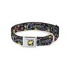 Small to Medium Breed Dog Collar with Authentic Seatbelt Buckle and Flower Pattern