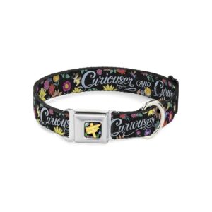 Small to Medium Breed Dog Collar with Authentic Seatbelt Buckle and Flower Pattern