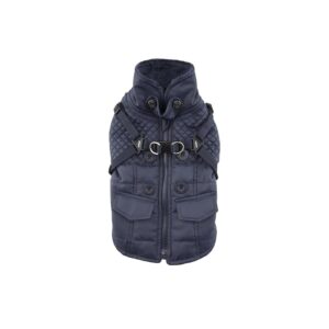 Small to Medium Dog Cozy Winter Coat with Windproof Fleece Back Zipper and Harness