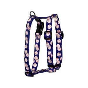 Small to Medium Dog Harness with Baseballs Pattern and Metal D-Ring Attachment