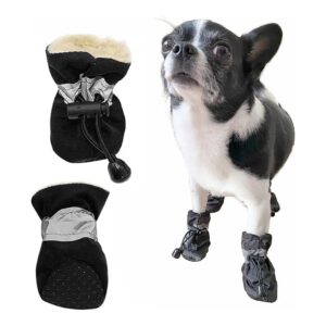 Small to Medium Dog Snow Boots with Reflective Straps for Winter Safety and Style