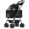 Small to Medium Dog and Cat Travel System with Storage Basket and 4-Wheel Foldable Design