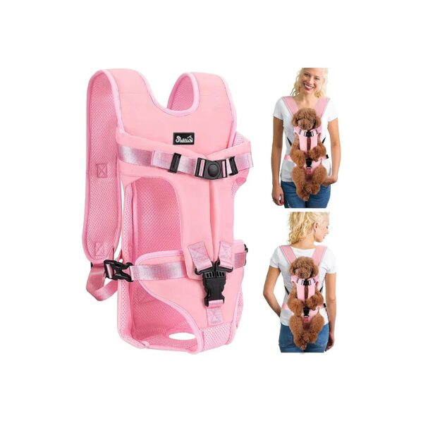 Small to Medium Pet Carrier Backpack with Pink Color and Adjustable Legs for Happy Travel