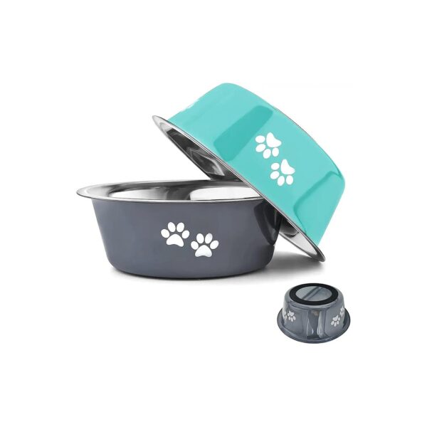 Small to Medium Size Dog Feeding Bowls with Non-Slip Silicone Base and Easy Cleaning