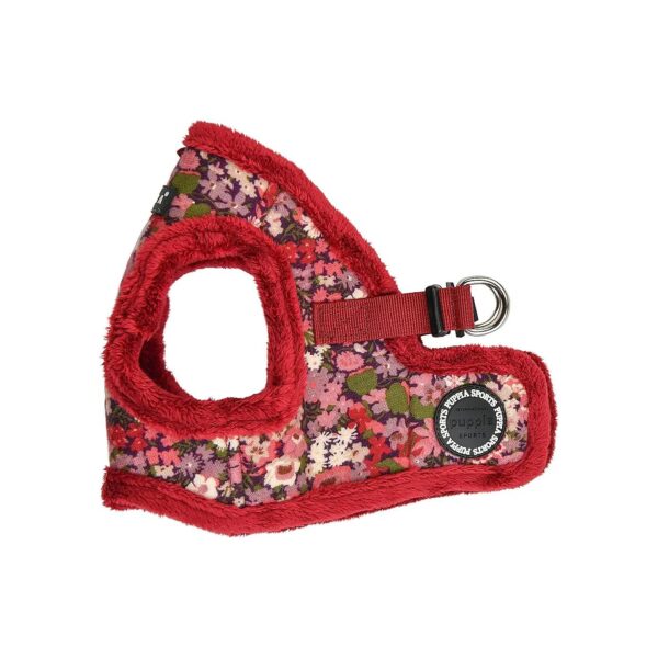 Small to Medium-Sized Wine Flower Pattern Nylon Dog Harness with Smart Tag Pendant