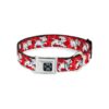 Smart Buckle Closure Nylon Dog Collar with Dalmatian Running and Paws