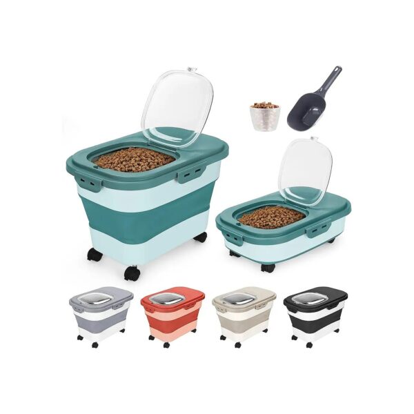 Smart Dog Food Storage Container with Magnetic Lock and Front and Back Wheels