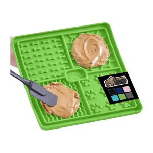 Snack, Groom, and Play with Your Pets on This Green Silicone Lick Mat with Strong Grip