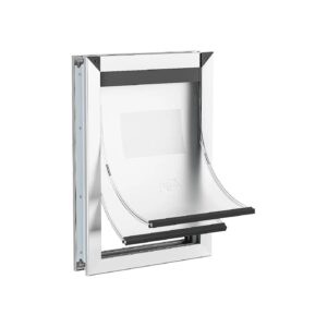 Snow White Dog Door for Medium Pets with Double Magnetic Flaps and Rugged Aluminum Frame