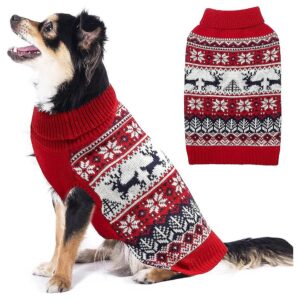 Snowflake Elk Pattern Turtleneck Knitwear for Small Medium Large Dogs - Christmas Outfits