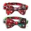 Snowflake Pattern Dog Collar with Removable Bow Tie for Small Medium Large Dogs and Cats