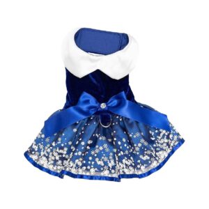 Snowflakes Dog Harness Dress for Small Breeds Holiday Outfit