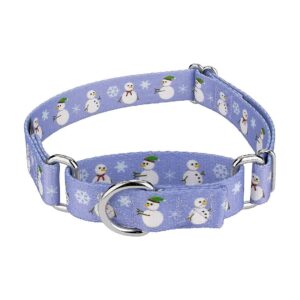 Snowman Martingale Dog Collar with Whimsical Winter Design and Premium Hardware