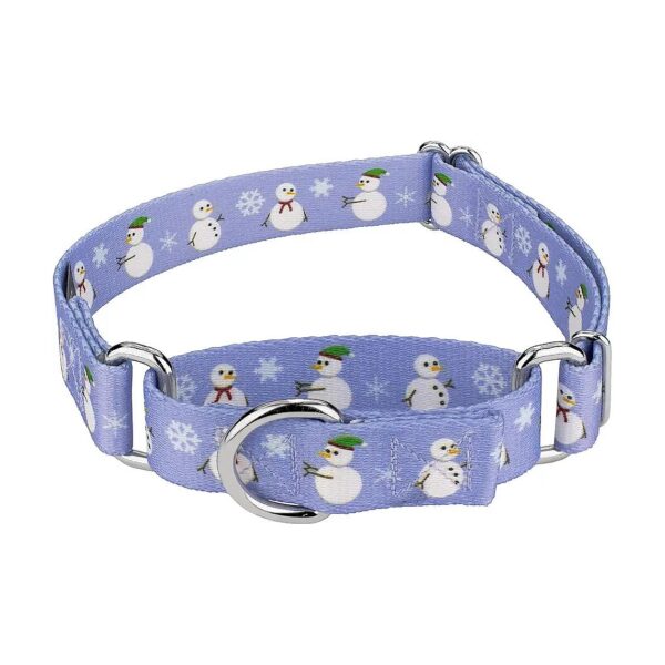 Snowman Martingale Dog Collar with Whimsical Winter Design and Premium Hardware