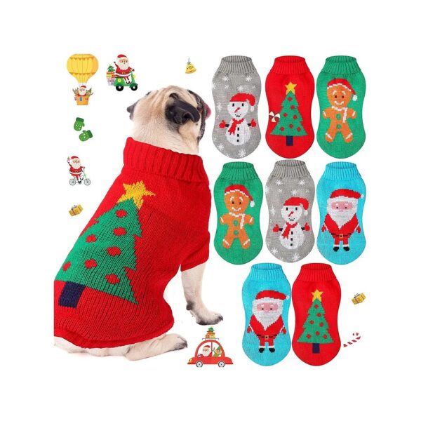 Snowman Santa Christmas Tree Dog Sweaters for Small Dogs Cats Soft Warm Cozy Clothing