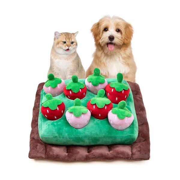 Snuffle Mat Strawberry Puzzle Toy for Dogs 2 in 1 Nosework Feed Game