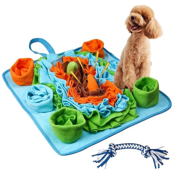 Snuffle Mat for Small Dogs - Set Includes Snuffle Mat and Rope Toy for Interactive Play