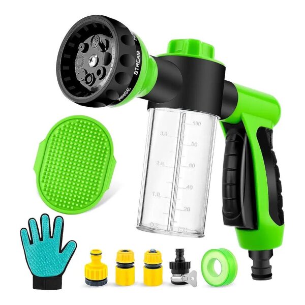 Soap Dispenser, Brush, and Glove for Efficient Pet Cleaning