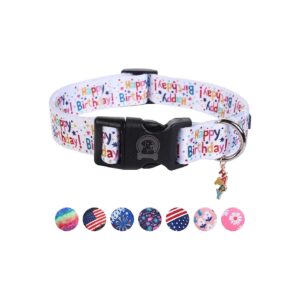 Soft Adjustable Birthday Dog Collar with Patterns for Small Medium Large Dogs