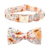 Soft Adjustable Cotton Floral Pet Collar with Bowtie for Small Dogs