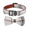 Soft Beige Dog Collar with Adjustable Detachable Bow Tie for Small Medium Large Pets