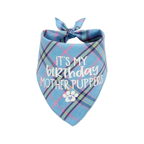 Soft Blue Birthday Bandana for Small Medium Large Dogs with Happy Birthday Message