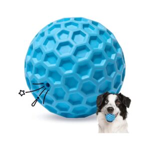 Soft Bouncy Rubber Blue Dog Ball with Squeaker for Small Medium Breed Fun Play