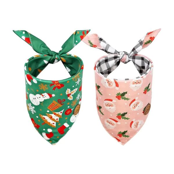 Soft Breathable Adjustable Triangle Dog Scarves for Large Pups Christmas Theme Prints